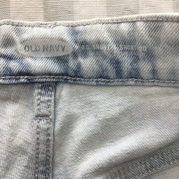 Denim jeans mini shorts Old Navy stretch high rise  waisted bleached size 14 - Picture 3 of 10